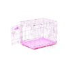 Small Dog Crate Pink with Secure and Rust-Resistant Features