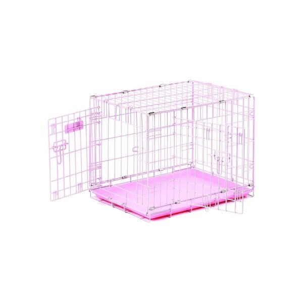 Small Dog Crate Pink with Secure and Rust-Resistant Features