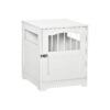 Small Dog Crate Wooden End Table Pet Kennel with Lockable Door for Indoor Use