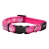 Small Dog Fashion Collar with Pink Paw Design and Contoured Plastic Components