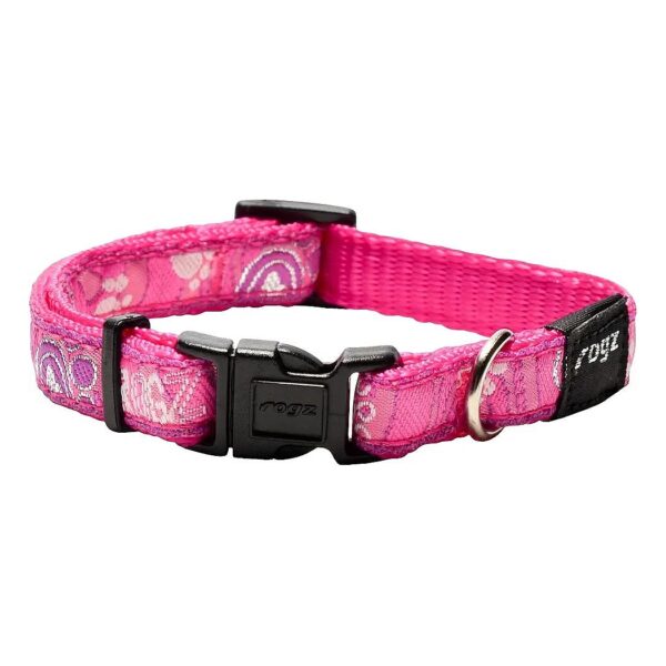 Small Dog Fashion Collar with Pink Paw Design and Contoured Plastic Components