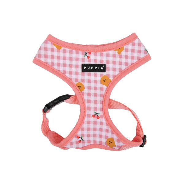 Small Dog Fashion Harness with Indian Pink and Checkered Pattern Design