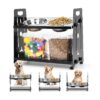 Small Dog Food and Water Bowls with Adjustable Height and Tilt, Heavy-Duty Steel Stand