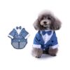 Small Dog Formal Shirt Blue Jacket Suit Costume with Bow Tie Necktie Accessory