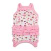 Small Dog Girl Pink Cotton Tank Top Dress with Ruffle Skirts for Pet Dogs