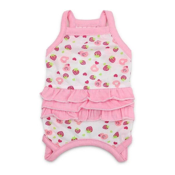 Small Dog Girl Pink Cotton Tank Top Dress with Ruffle Skirts for Pet Dogs