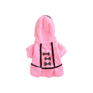 Small Dog Girl XXS Pink Soft Warm Bowknot Polar Fleece Winter Dress Costume Clothing