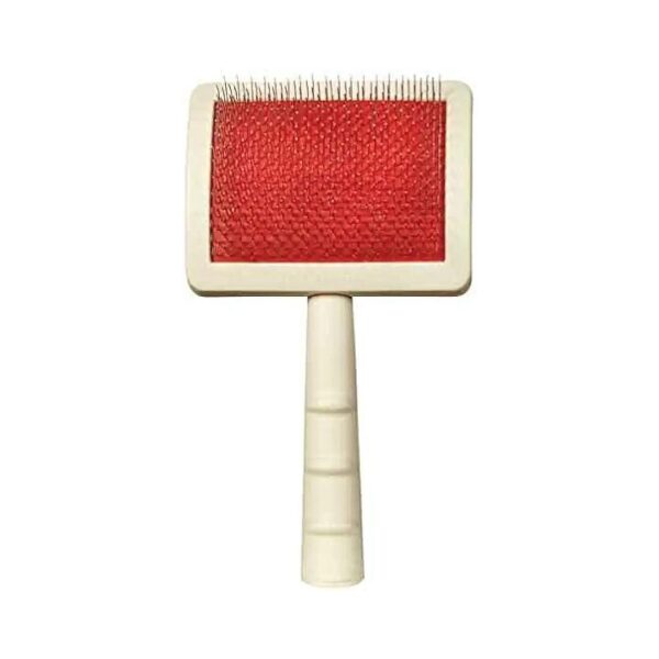 Small Dog Grooming Slicker Brush with Rubber Bristles for Brushing and Dematting