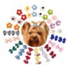 Small Dog Hair Bows with Rubber Bands for Medium Dogs Faux Pearl Yorkie Accessories