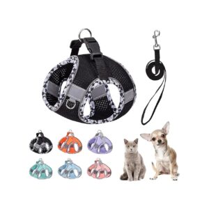 Small Dog Harness with Leash Set and Reflective Strips for Walk Safety