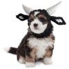 Small Dog No Flap Ear Wrap Snood with Horns, Soft Yarn Ear Covers for Comfort and Warmth