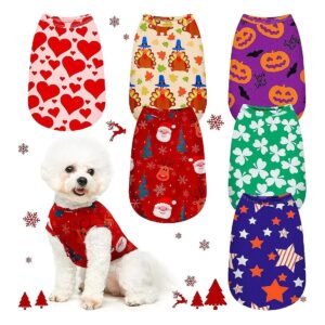 Small Dog Pet Accessories 6-Pack Holiday Vests for Valentine's Day St Patrick's Day