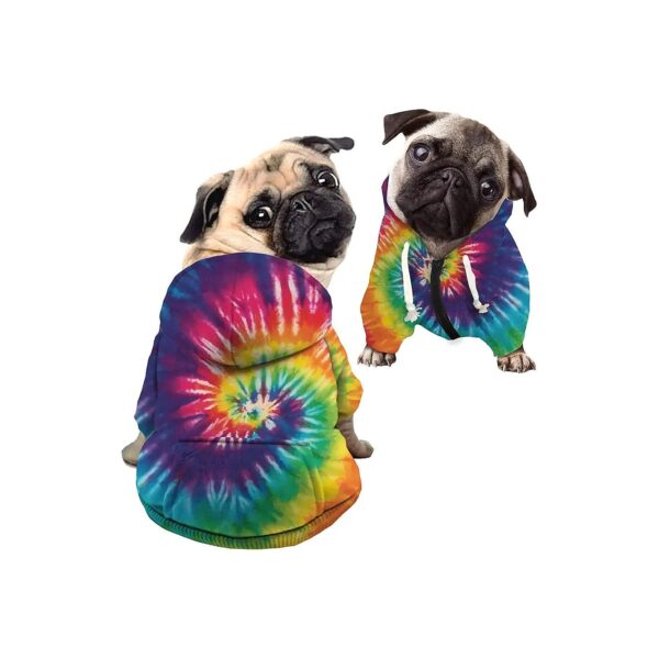 Small Dog Rainbow Hooded Sweatshirt with Soft Polyester Fabric and Breathable Design