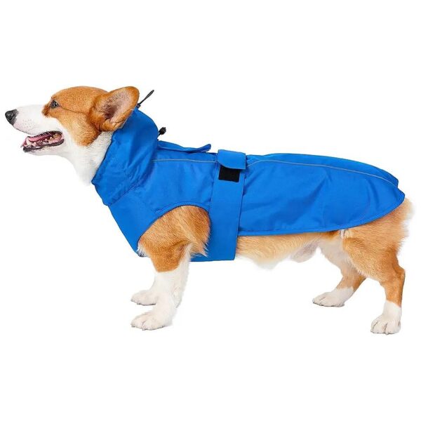 Small Dog Raincoat Reflective Stripe Waterproof with Leash Hole Adjustable Breathing Coat