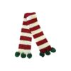 Small Dog Red White Stripe Christmas Scarf with Green Pom Pom Trims