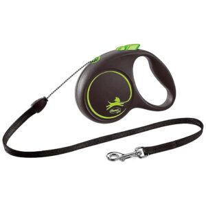 Small Dog Retractable Leash with 5m Cord and Chrome Snap Hook for up to 12kg Green