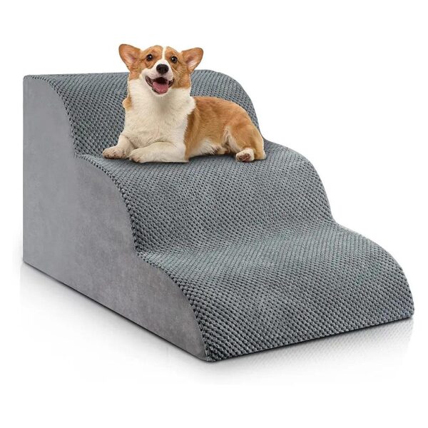 Small Dog Stairs with 3-Step Design for High Beds and Couch