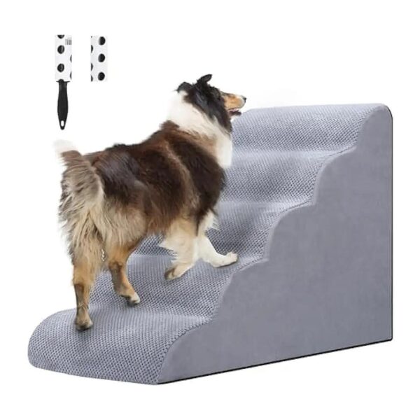 Small Dog Stairs with Washable Cover and Pet Hair Remover for Reduced Stress on Joints