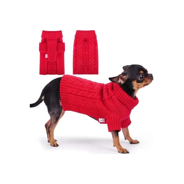 Small Dog Sweater for Chihuahua and Tiny Puppies, XXS Sequined Pullover Cable Knit