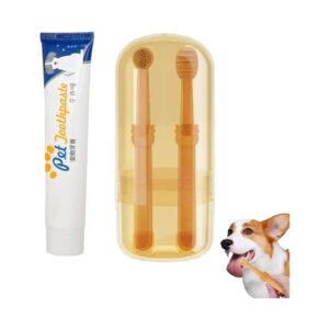 Small Dog Toothbrush Kit with Soft Silicone Brush Head and Fine Bristles