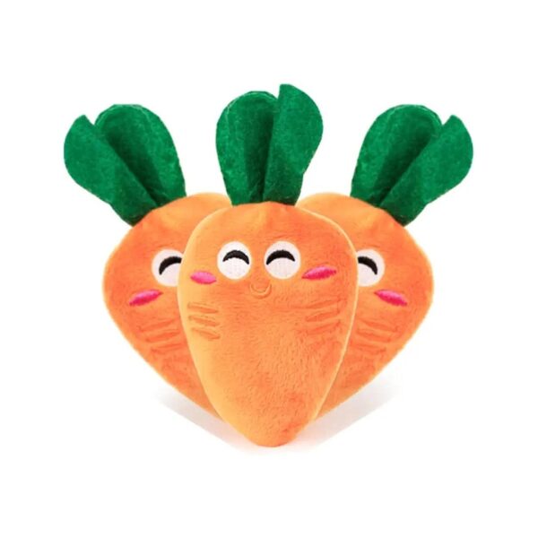 Small Dog Toys Set of 3 Plush Carrot Squeak Toys Chew