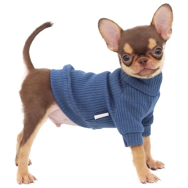 Small Dog Turtleneck Sweaters for Teacup Chihuahua and Yorkie Puppies - Blue XXS Size