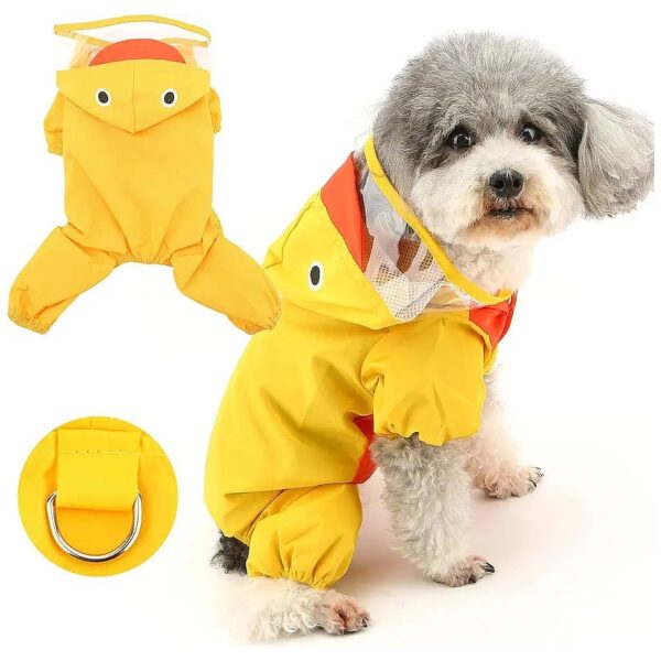 Small Dog Waterproof Raincoat with Hooded Mesh Lining for Puppy Rainwear