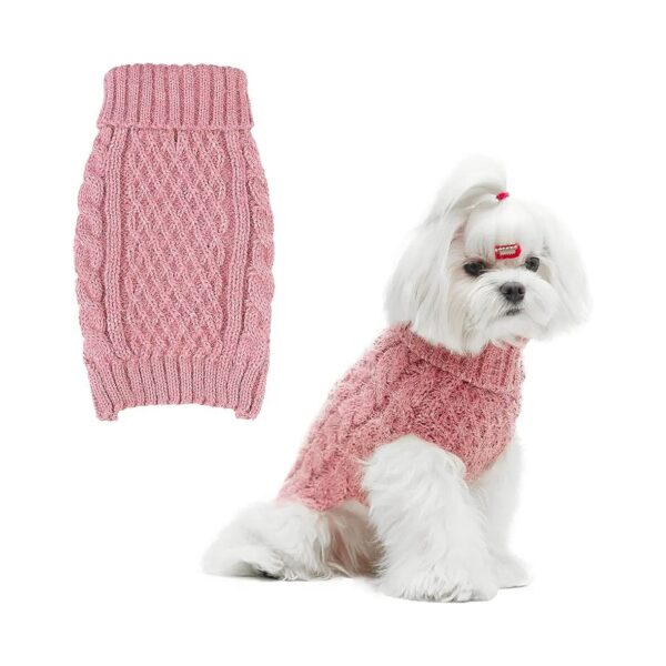 Small Dog Winter Coat, Classic Turtleneck Cable Knit Dog Sweater, Cold Weather Clothes