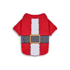 Small Dog Winter Outfit Soft Cotton Santa Claus Sweater Breathable with Adjustable Neck