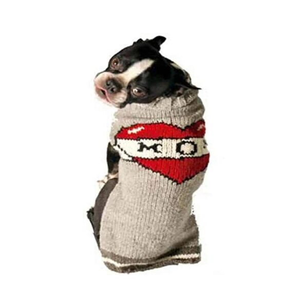 Small Dog Wool Sweater Hand Knit XS 12Inch Neck