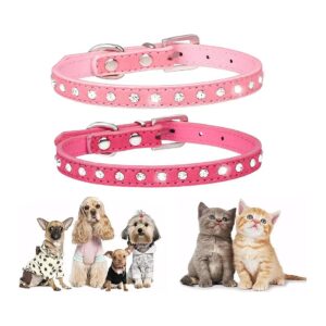 Small Dog and Cat Collars with Rhinestones Adjustable XS XSmall Size