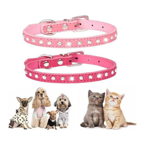 Small Dog and Cat Collars with Rhinestones Adjustable XS XSmall Size