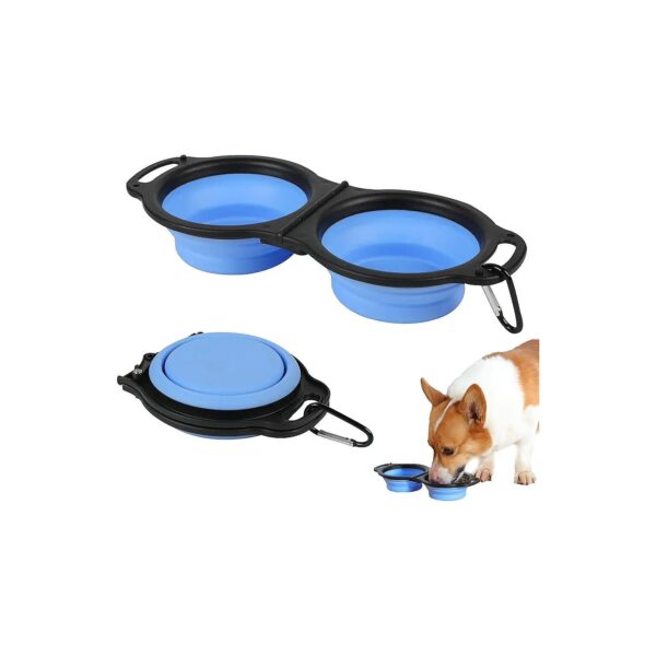 Small Dog and Cat Pet Food and Water Bowls with Collapsible Design for Portable Travel