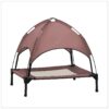 Small Elevated Cooling Dog Bed with Removable Canopy and Sturdy Iron Frame for Small Dogs