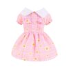 Small Female Dog Floral Princess Dress with Soft Breathable Comfortable Design Pink