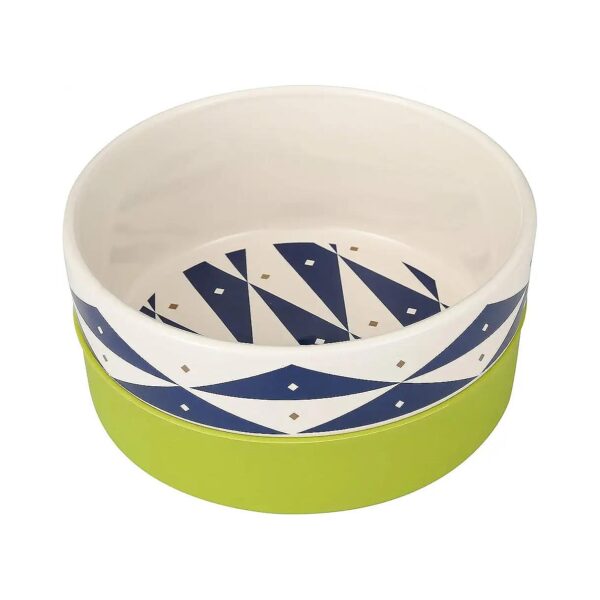 Small Green Glazed Ceramic Dog Food Bowl for Water or Food, Pet Bowl