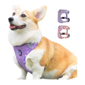 Small Medium Dog Cat Kitten Reflective Harness Vest with Air Mesh Construction Purple