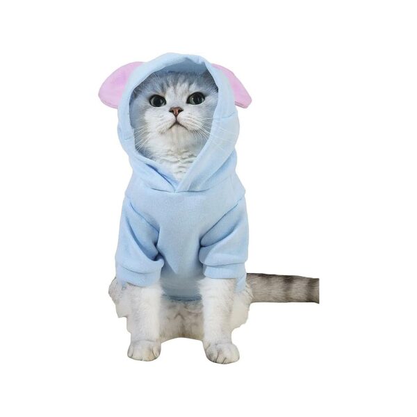 Small Medium Dog Winter Hoodies 3D Ear Design Polyester Soft Cold Weather Sweaters