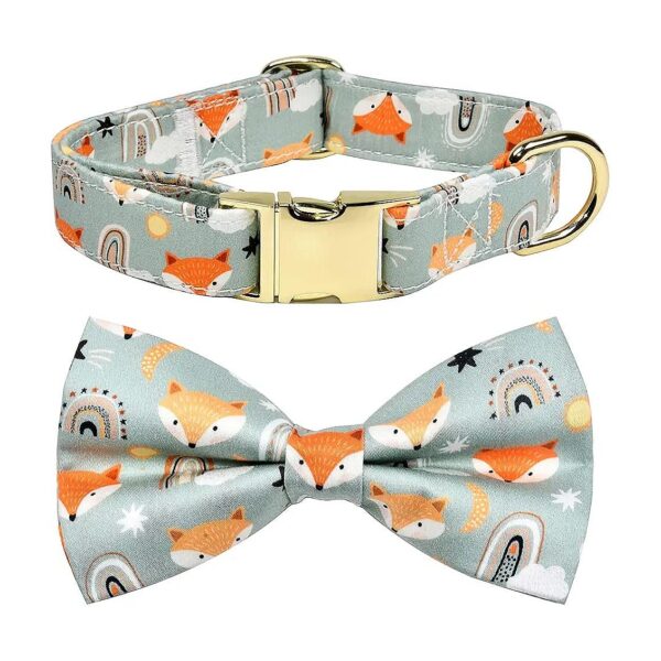 Small Medium Large Dog Collar Star Pattern Detachable Bowtie Adjustable