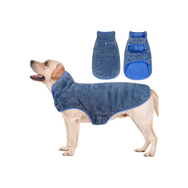 Small Medium Large Dog Fleece Coat, Windproof, Reversible, and Lightweight, X-Small, Blue