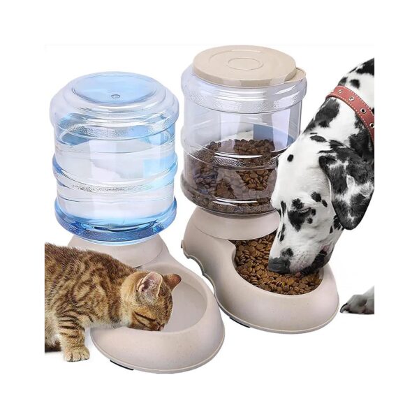 Small Medium Pet Automatic Water Feeder and Food Dispenser Set with Big Capacity 1 Gallon