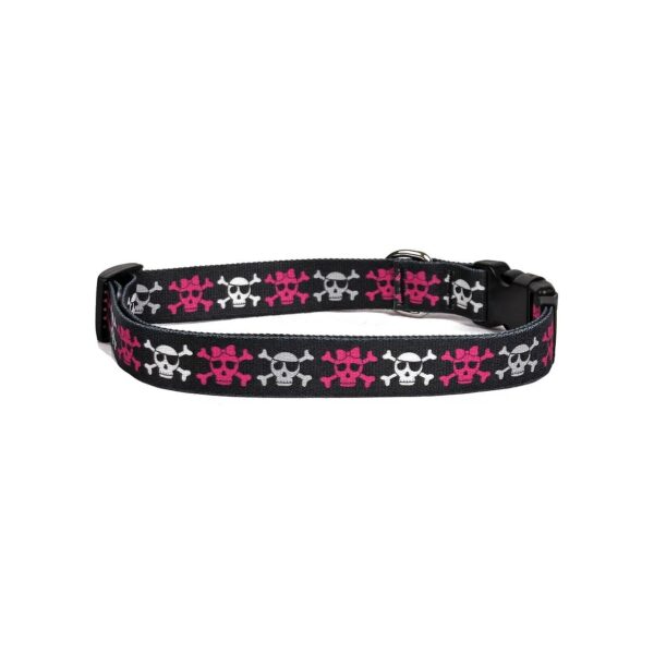 Small Multi-Color Dog Collar with Girl Skull Design for Small Breed Dogs