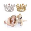 Small Pet Accessories - Gold and Silver Crown Headbands for Birthday and Wedding Parties