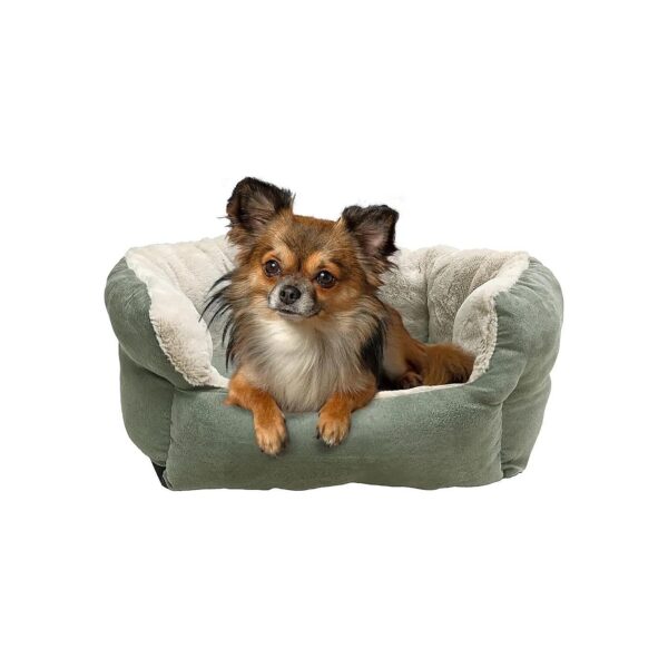 Small Pet Bed with High Wall and Reversible Cushion for Indoor Cats and Dogs