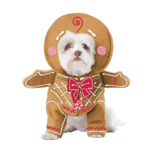 Small Pet Dog Gingerbread Pup Costume Beige Polyester Flannel Fabric