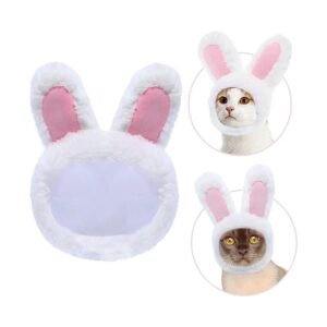 Small Pet Easter Costume Accessory Set 2 Pieces Plush Bunny Rabbit Hat with Ears for Cats