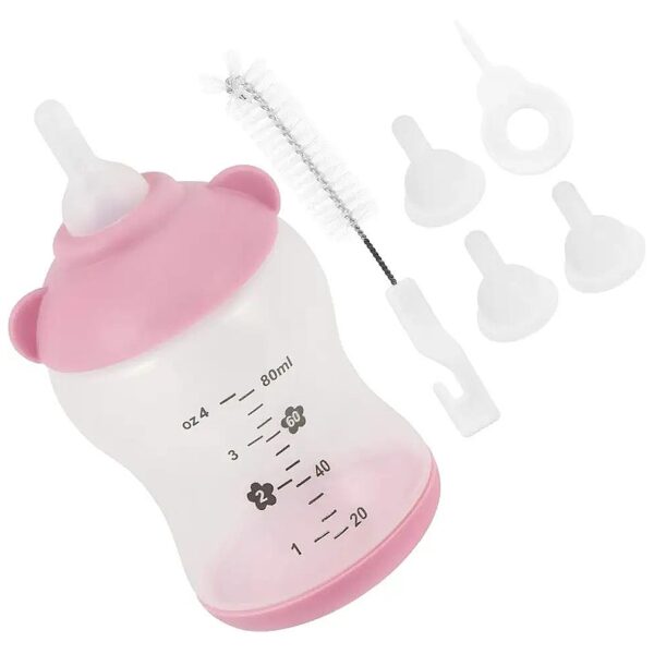 Small Pet Feeding Bottle Kit with Mini Nipples for Puppy Kitten Feeding