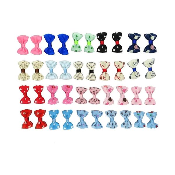 Small Pet Hair Bow Clips with Metal Aerator Clips and Ribbon Designs