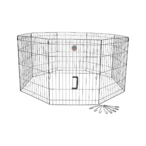 Small Pet Playpen 42 inch High 8 Panels Black Metal Wire Frame