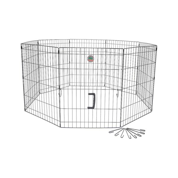 Small Pet Playpen 42 inch High 8 Panels Black Metal Wire Frame